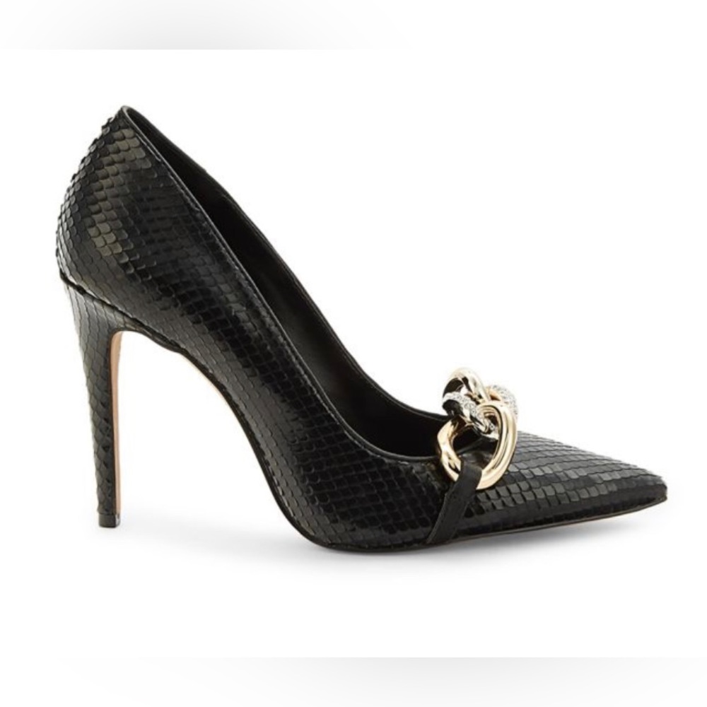 Karl Lagerfeld Carmy Snakeskin-Embossed Leather Pumps